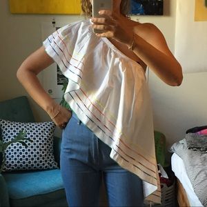 Rosie Assoulin rainbow trim top